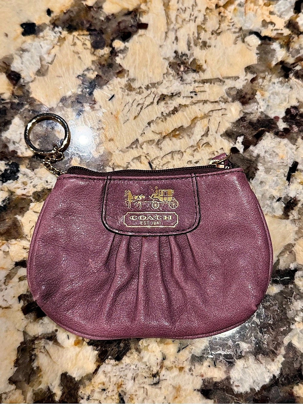 Coach Vintage SoHo Purple Leather Coin Purse Key Ring